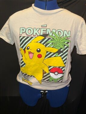 Old Navy White Pikachu Graphic Tee with Yellow & Mint Accents
